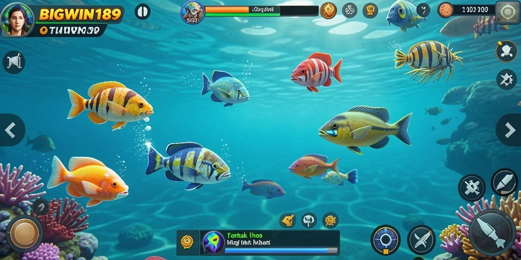 Tampilan gameplay menarik dari BIGWIN189 saat menangkap ikan.