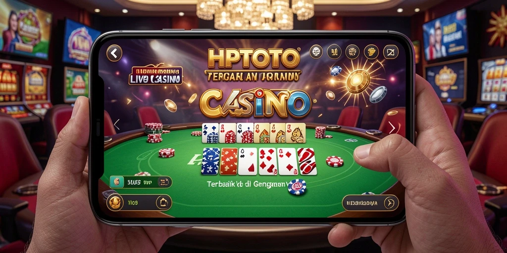 Screenshot HPTOTO menampilkan dealer profesional dalam permainan Live Casino.