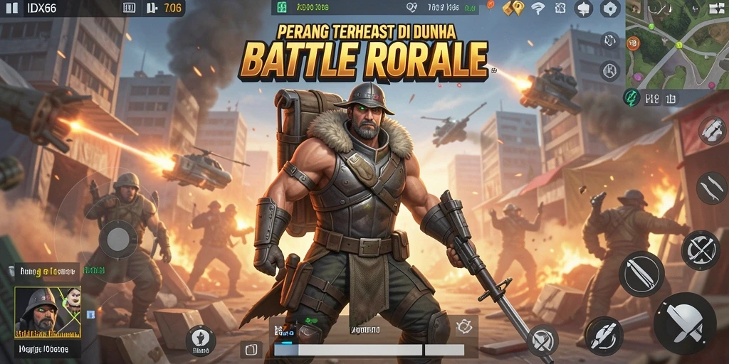 Gameplay seru di IDX66 dengan pertempuran Battle Royale yang mendebarkan.