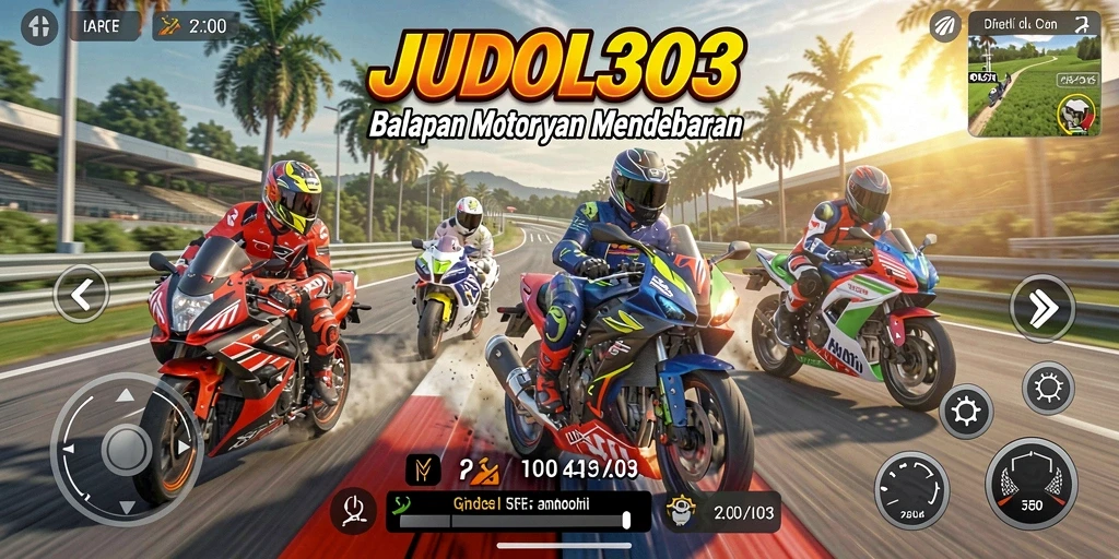 Gameplay seru JUDOL303 dengan trek balapan yang menantang.