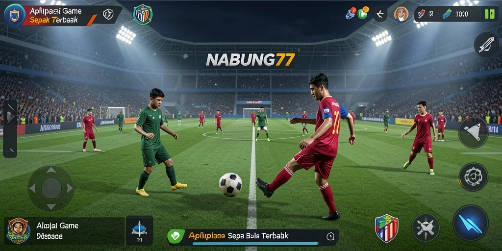 Tampilan utama NABUNG77 dengan grafis permainan sepak bola yang mengesankan.