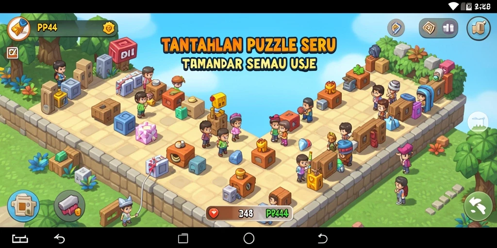 Tampilan gameplay seru dari PP444 dengan berbagai teka-teki menarik.